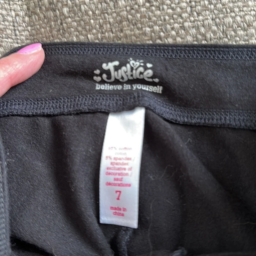 Justice Girls Black Leggings Size 7